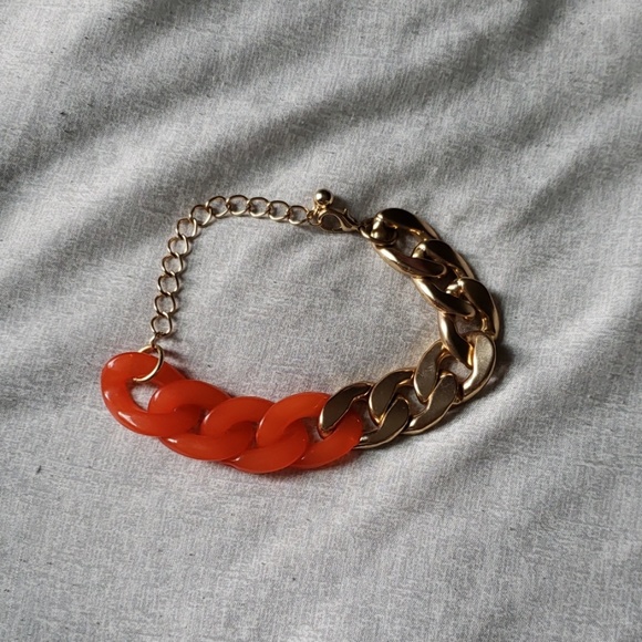 Orange & Gold Chain Bracelet - Picture 2 of 2